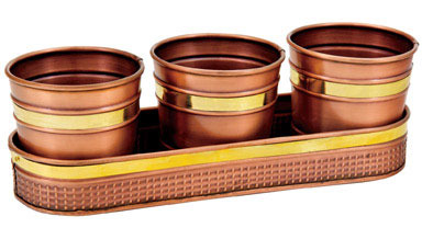 COPPER PLANTERS W/TRAY