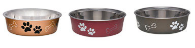 Loving Pets Assorted Bones and Paw Prints Stainless Steel Medium  Pet Bowl For Dog