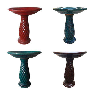 SWIRL BIRD BATH 24" ASST