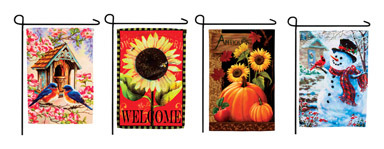 GARDEN FLAGS W/STAND 5PC