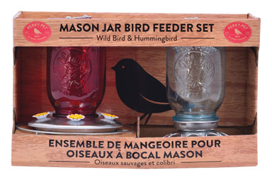 MASON JAR BRD FEEDR SET