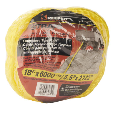 Tow Rope 18ft 6000# Yellow