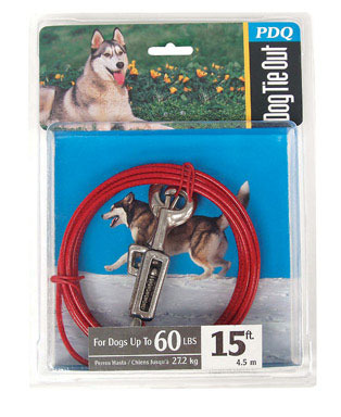 CABLE DOG TIE OUT 15'LRG