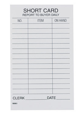 CARDS SHORT 5X3" PK100