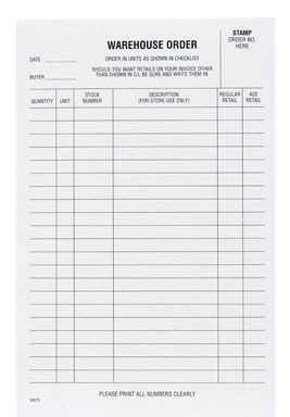 FORM WRHSE ORDR PAD PK5