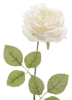 Silk White Rose W/snow