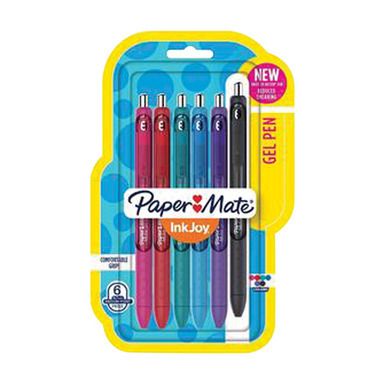 GEL PEN RETRCTBL ASST6PK