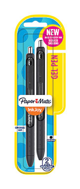 GEL PEN RETRCTBL BLK 2PK