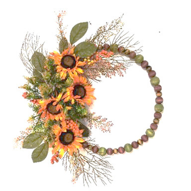 WREATH BEAD SUNFLWR 22"D