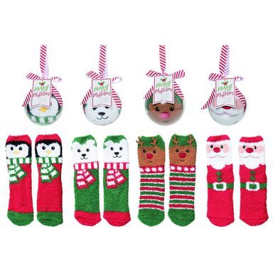 PLUSH XMAS SOCKS IN BALL