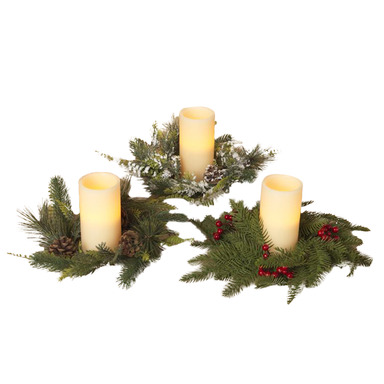 PINE CANDLE RING W/BERRY