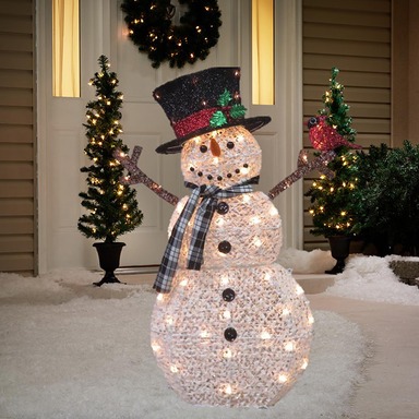 39" Snowman Cardinal Yard Decor