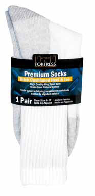 WORK SOCKS PREM WHT/GRY