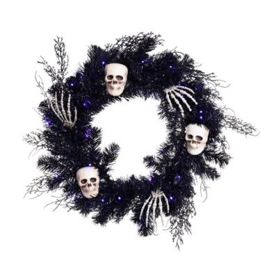 Wreath Skull B/o 24" Blk