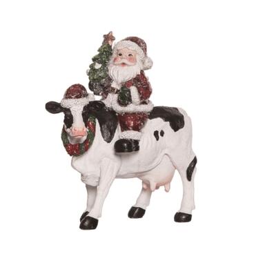 SANTA/COW FIGURINE 6"