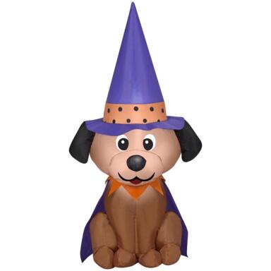 Inflatable Dog in Witch Hat