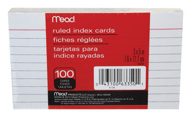 CARDS INDEX 3X5 100CT