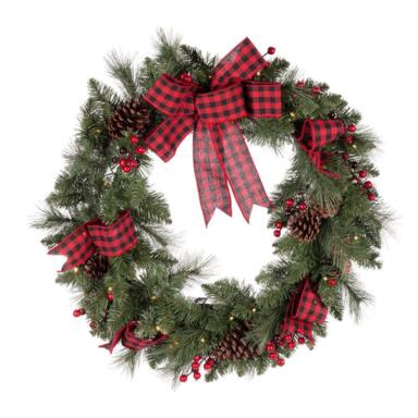 WREATH PLD BOW WHT 30"