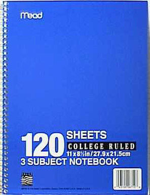 NOTEBK SPIRL8.5X11"120CT