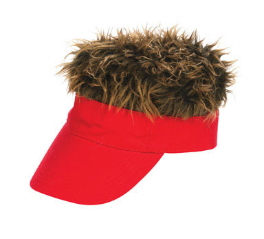 VISOR RED W/BROWN HAIR