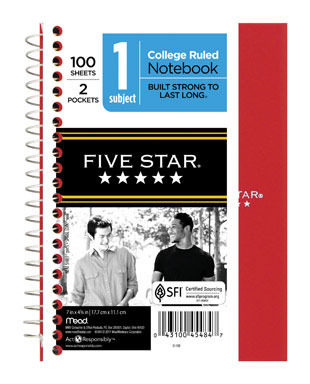 FIVE STAR NOTEBOOK 7X5