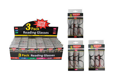 Reading Glasses Asst 3pk