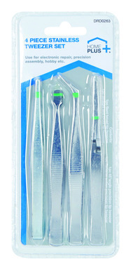 TWEEZER SET SS 4PC