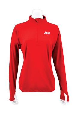 ACE LS Women's 1/4 Zip Red Shirt