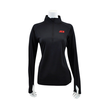 LADIES 1/4 ZIP BLK L/S