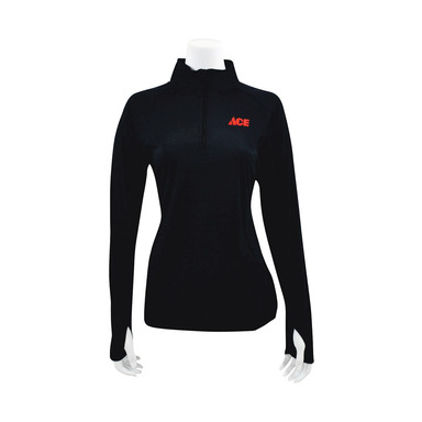 1/4ZIP WMN BLK L/S MED
