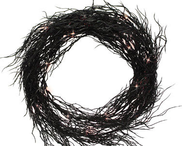 WREATH W/ORG LT BO14"BLK