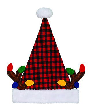 CHECKRD SANTA HAT 17"