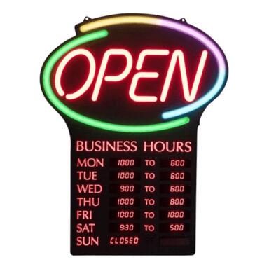 LED OPEN SIGN WITH HOURS