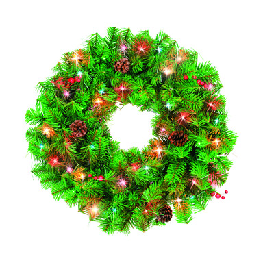 LIT MLT DECOR WREATH 24"