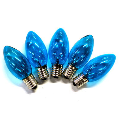 BULB TRANSP C9 BLU 25PK