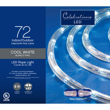 9' LED CW Rope Christmas Lights