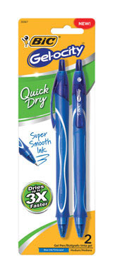 PEN GEL QCKDRY BLU 2PK