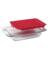 BAKING DISH CLR/RED 2QT