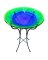 GLASS BIRD BATH PURP/GRN