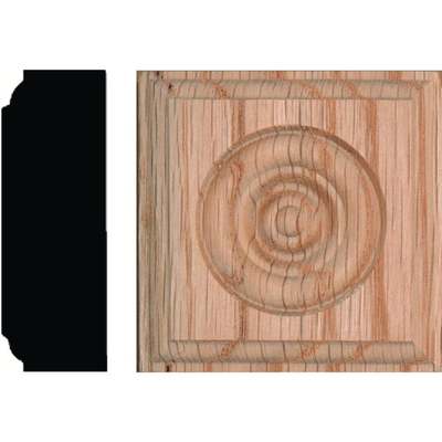 House of Fara 7/8 In. x 2-1/2 In. Unfinished Red Oak Rosette Block