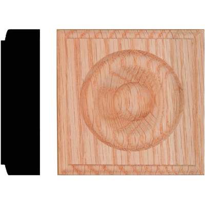 House of Fara 7/8 In. x 3-1/4 In. Unfinished Oak Rosette Block