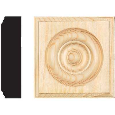 House of Fara 7/8 In. x 3-1/2 In. Unfinished Pine Rosette