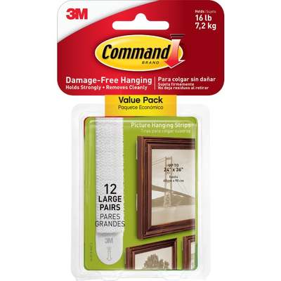 Command Large Picture Hanging Strips, White, 12 Sets of Strips