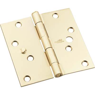 4" SATIN BRASS SQUARE DOOR HINGE