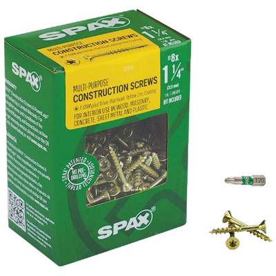 8X1-1/4 MP FH INT SCREW 1# SPAX