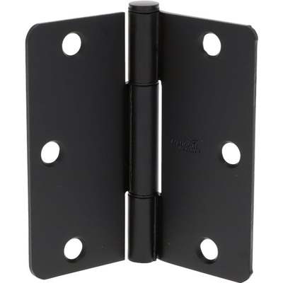 3-1/2" MATTE BLK HINGE 3PC 1/4"R