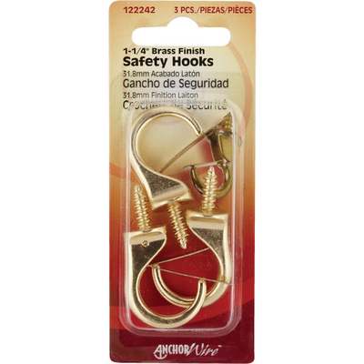 Hillman Anchor Wire 1-1/4 In. Brass Safety Hook
