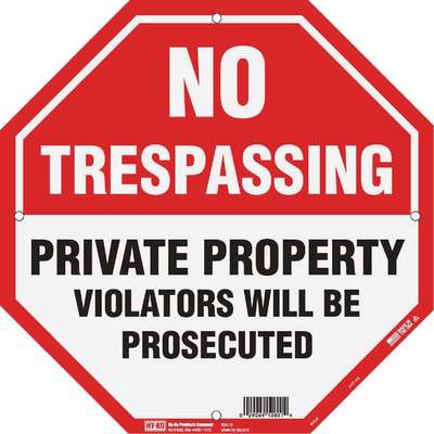 12X12 NO TRESPASS SIGN