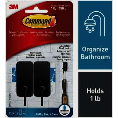 2ct Sm Mt Blk Bath Hook
