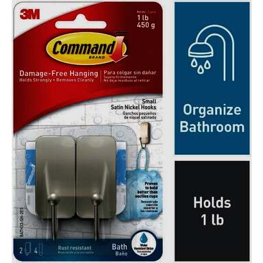 2 Sm Bath Hook St Nickel